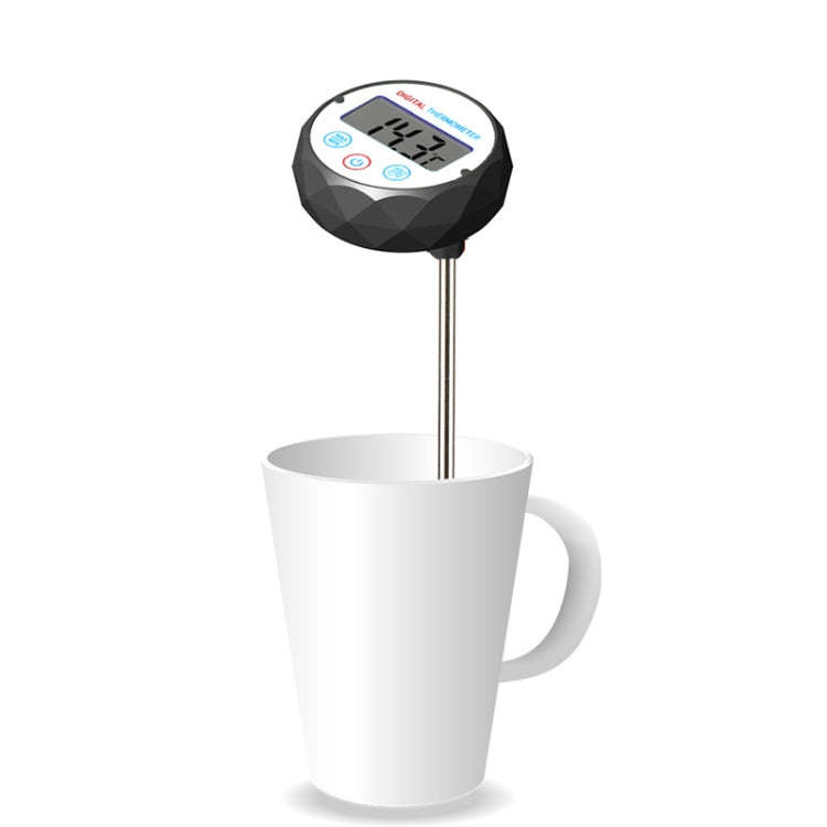 Milk Coffee Hand Brew Kettle Thermometer With Pen Holder Food Thermometer Waterproof(Black And Wh...