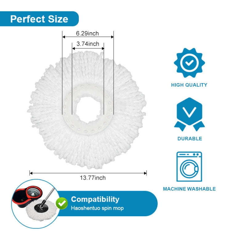 Fine Fiber Mop Pad For 15.8-16cm 360 Rotating Mop Cotton Yarn Replacement Cloths(White)