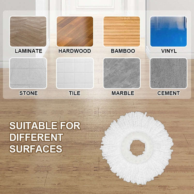 Fine Fiber Mop Pad For 15.8-16cm 360 Rotating Mop Cotton Yarn Replacement Cloths(White)