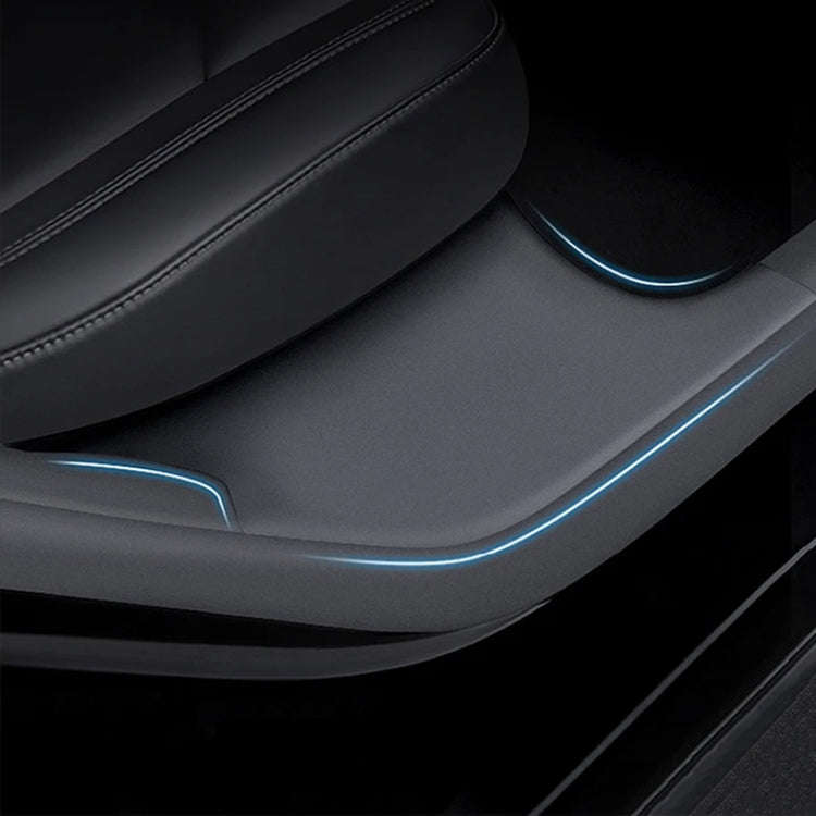 For Tesla Model Y Rear Door Built-In Sill Strip Rear Seats Anti-Kick Leather Protective Pad(Black)