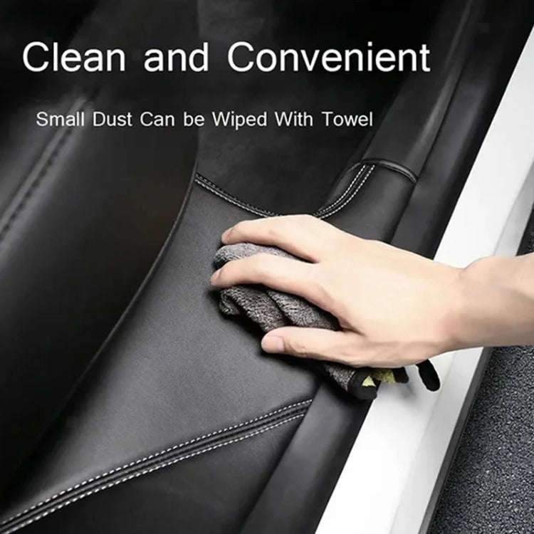 For Tesla Model Y Rear Door Built-In Sill Strip Rear Seats Anti-Kick Leather Protective Pad(Black)