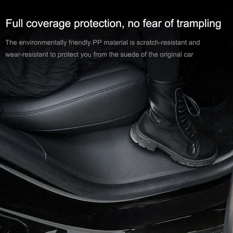 For Tesla Model Y Rear Door Built-In Sill Strip Rear Seats Anti-Kick Leather Protective Pad(Carbo...