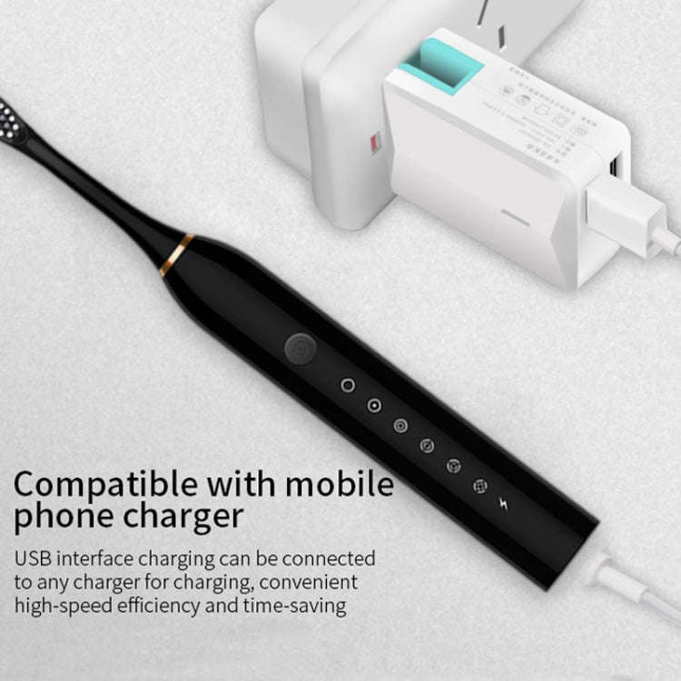 Rechargeable Ultrasonic Soft Bristle Electrical Toothbrushes Flosser 6 Gear With 4 Brushes(White)