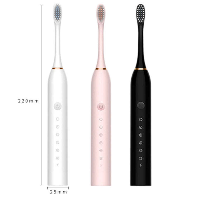 Rechargeable Ultrasonic Soft Bristle Electrical Toothbrushes Flosser 6 Gear With 4 Brushes(White)