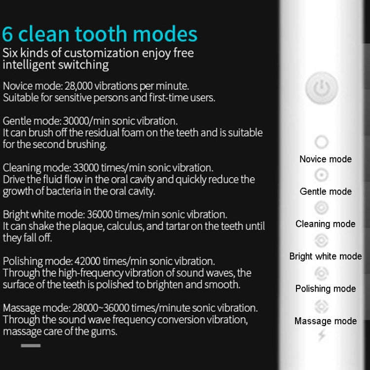 Rechargeable Ultrasonic Soft Bristle Electrical Toothbrushes Flosser 6 Gear With 4 Brushes(Pink)