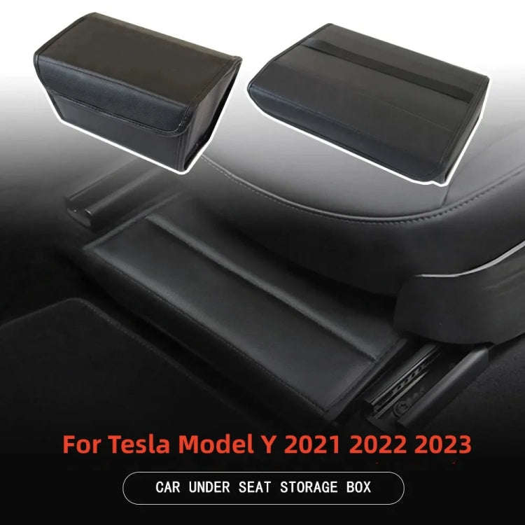 For Tesla Model Y PU Leather Car Interior Storage Glove Box Modification Accessories, Style: Seat...