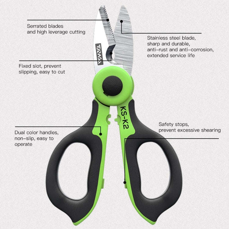 KomShine Stainless Steel Kevlar Serrated Fiber Optic Stripping Scissors(KS-K2)