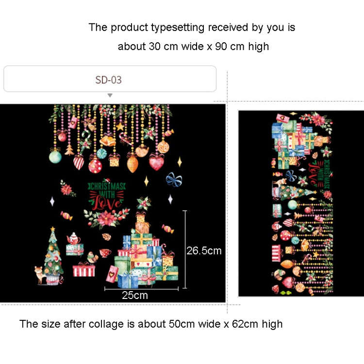 Christmas Window Decoration Poster Santa Claus Elk Snowflake Glass Wall Stickers, Style: SD-03 30...