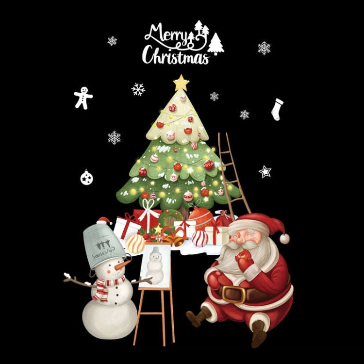 Christmas Window Decoration Poster Santa Claus Elk Snowflake Glass Wall Stickers, Style: SD-2204 ...