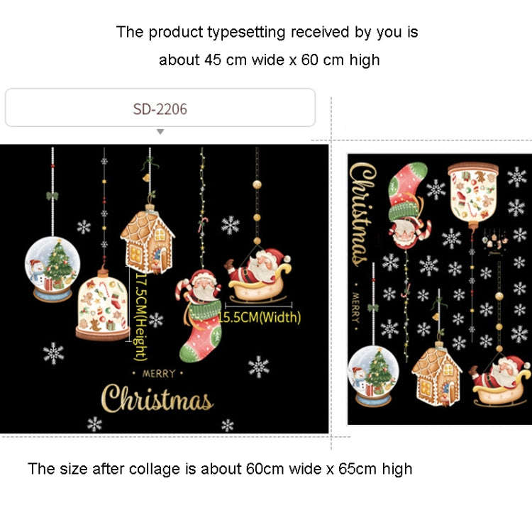 Christmas Window Decoration Poster Santa Claus Elk Snowflake Glass Wall Stickers, Style: SD-2206 ...