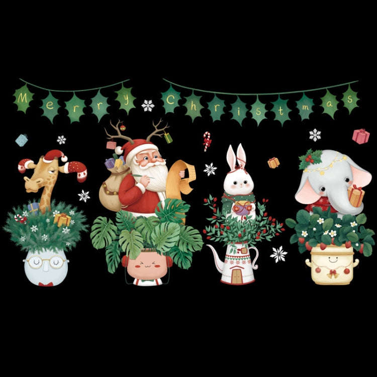 Christmas Window Decoration Poster Santa Claus Elk Snowflake Glass Wall Stickers, Style: SD-2212 ...