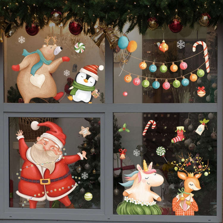Christmas Window Decoration Poster Santa Claus Elk Snowflake Glass Wall Stickers, Style: SD-2208 ...
