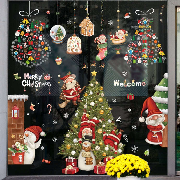 Christmas Window Decoration Poster Santa Claus Elk Snowflake Glass Wall Stickers, Style: SD-2204 ...
