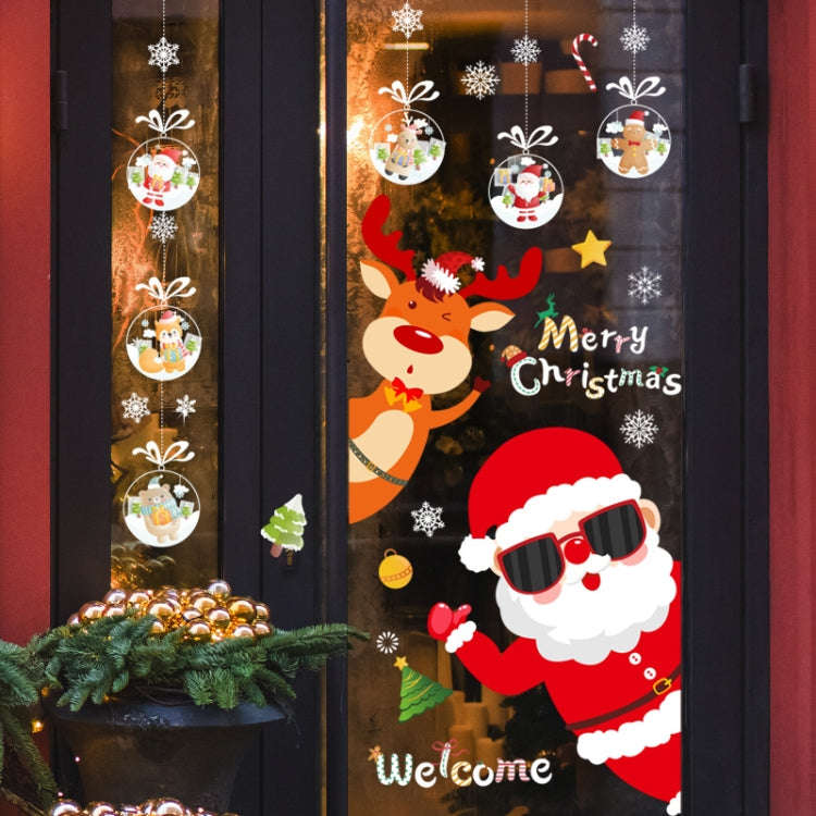 Christmas Window Decoration Poster Santa Claus Elk Snowflake Glass Wall Stickers, Style: SD-2208 ...