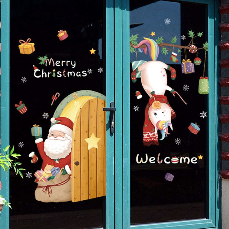 Christmas Window Decoration Poster Santa Claus Elk Snowflake Glass Wall Stickers, Style: SD-2208 ...