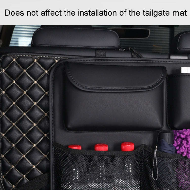 Car Trunk Leather Storage Bag Large Capacity Rear Seat Back Pouch, Style: Simple(Beige)
