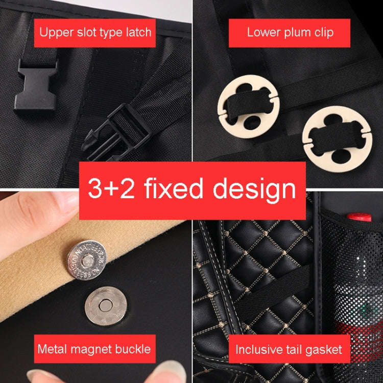 Car Trunk Leather Storage Bag Large Capacity Rear Seat Back Pouch, Style: Simple(Coffee)