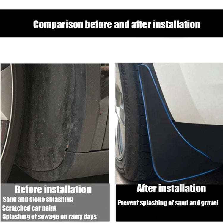 For Tesla Model Y Car Punch-Free Front And Rear Wheel Soft Rubber Mudguards, Style: Carbon Fiber