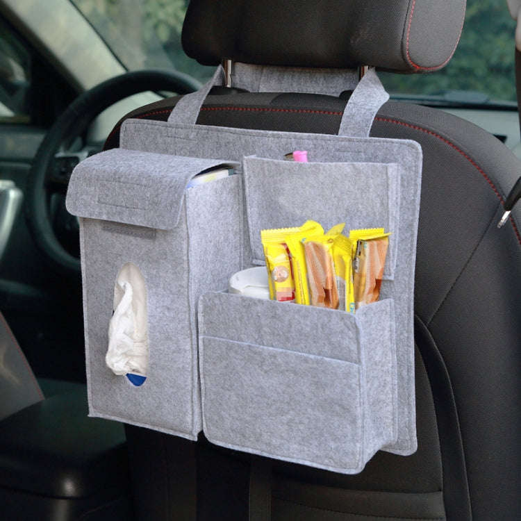 Felt Car Storage Bag Car Back Seat Hanging Organizer Bag(Light Gray)