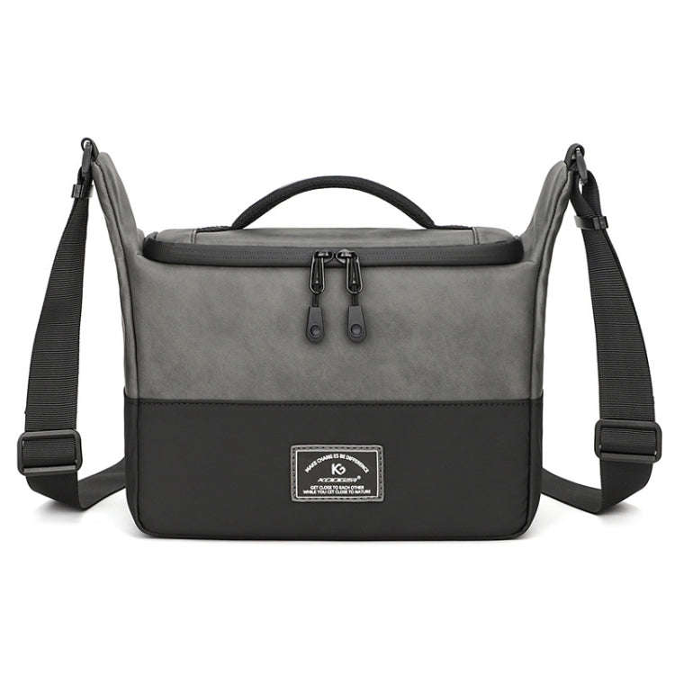 PU Leather Shoulder Crossbody Photography Bag SLR Camera Bag Lens Storage Bag(Gray)