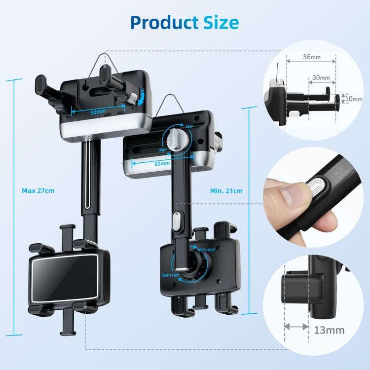Car Rearview Mirror Phone Holder 360 Degree Rotation Smartphones Stand(Black)