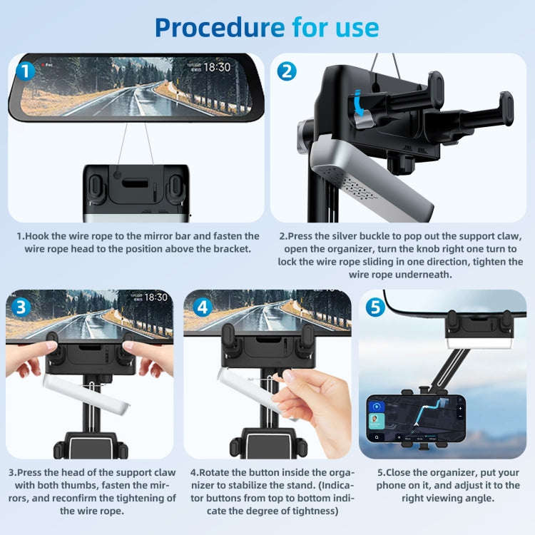 Car Rearview Mirror Phone Holder 360 Degree Rotation Smartphones Stand(Black)
