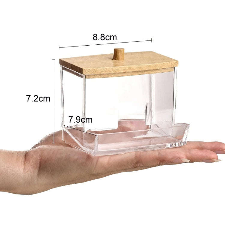 Leaky Cotton Swab Organiser Acrylic Jewellery Storage Cosmetic Case(Bamboo Lid)