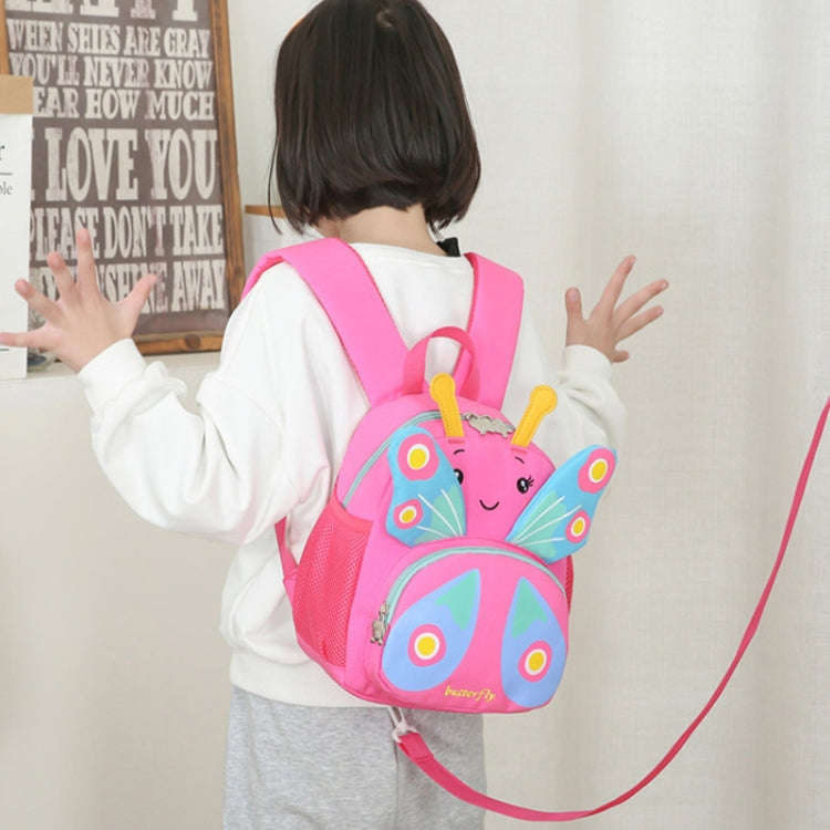 Children Schoolbag Shoulder Bag Girls Cute Cartoon Butterfly Backpack(Rose Red)