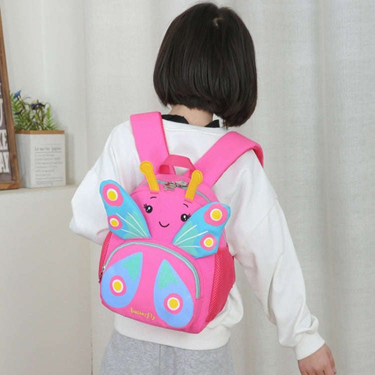 Children Schoolbag Shoulder Bag Girls Cute Cartoon Butterfly Backpack(Rose Red)