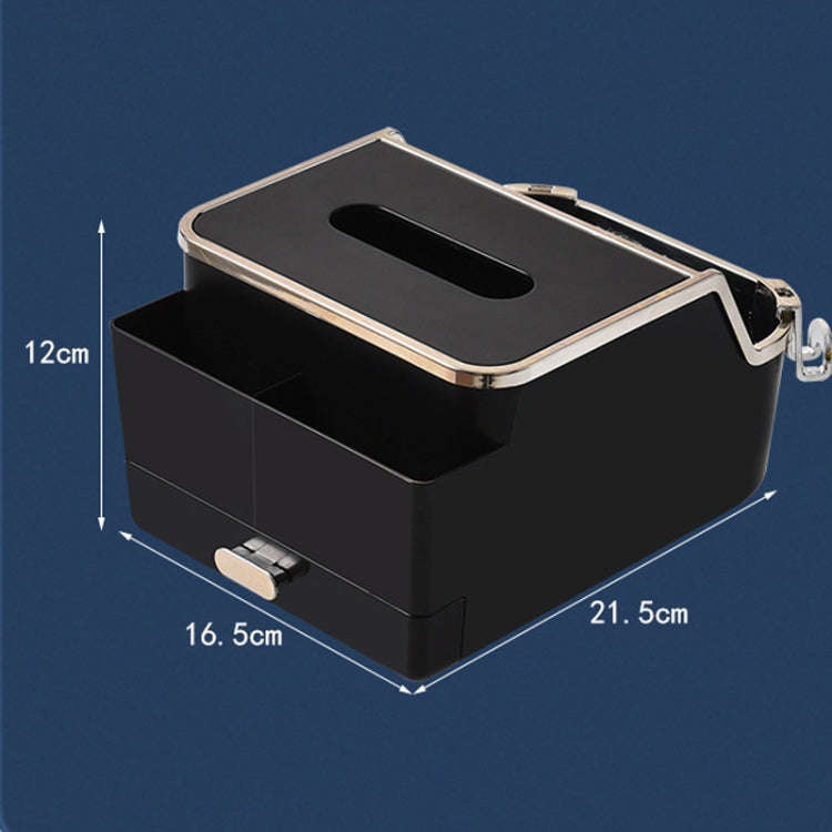 Car Tissue Box Multifunction Cup Holder Armrest Box Storage Box(Black)