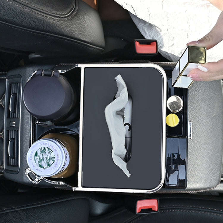 Car Tissue Box Multifunction Cup Holder Armrest Box Storage Box(Beige)