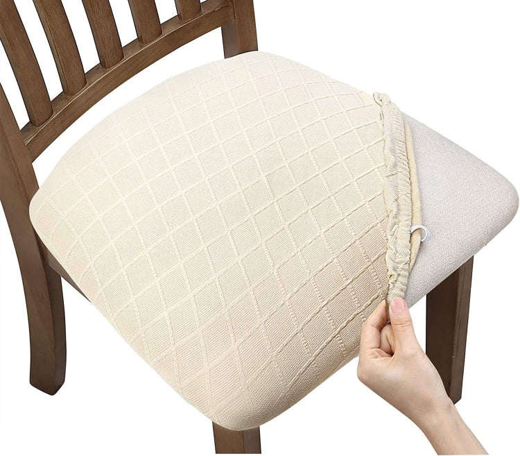 Diamond Plaid Jacquard Chair Cushion Cover Hotel Restaurant Dining Table Chair Cover(Beige)