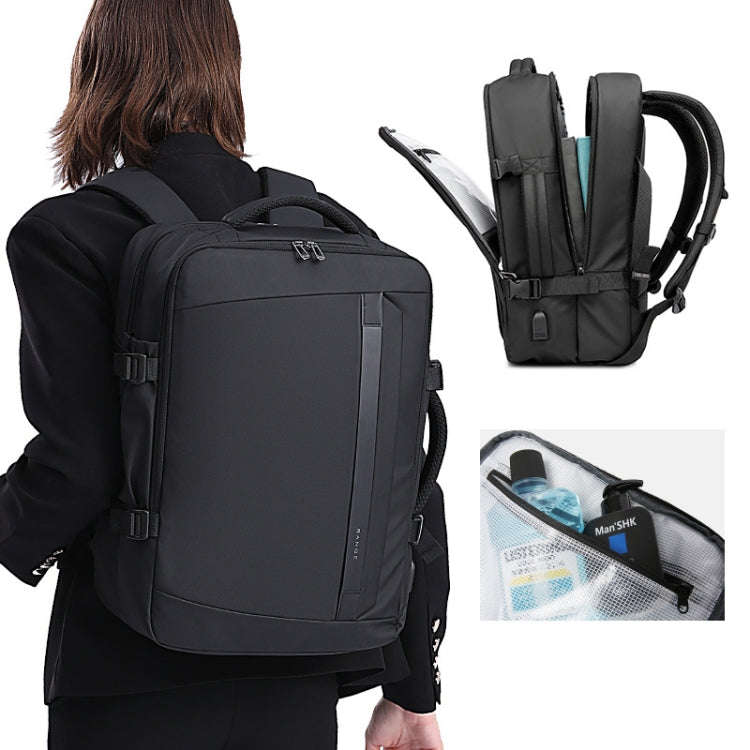 BANGE BG-2892 Mens Business Double-Shoulder Backpack Large Capacity Traveling Computer Bag(Black)
