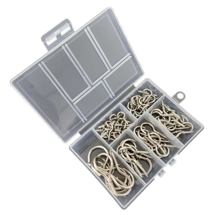 75pcs /Box Screw-in Ceiling Hook Set Home Storage Wall Cup Hook Lamp Hook(Silver)