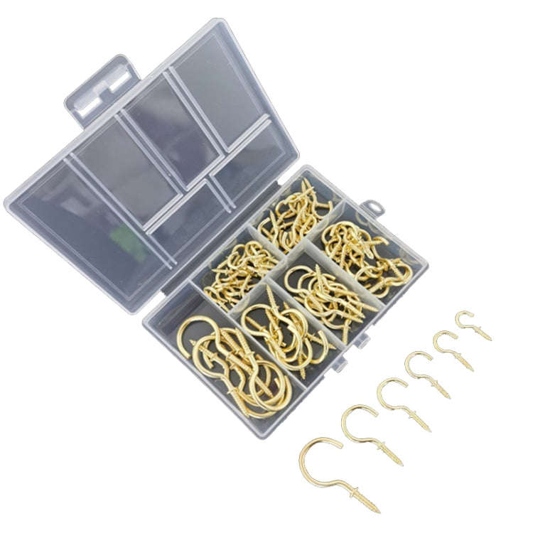 75pcs /Box Screw-in Ceiling Hook Set Home Storage Wall Cup Hook Lamp Hook(Gold)