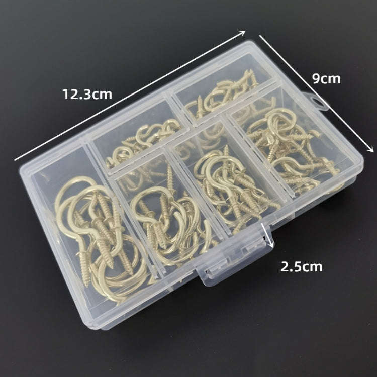 75pcs /Box Screw-in Ceiling Hook Set Home Storage Wall Cup Hook Lamp Hook(Silver)
