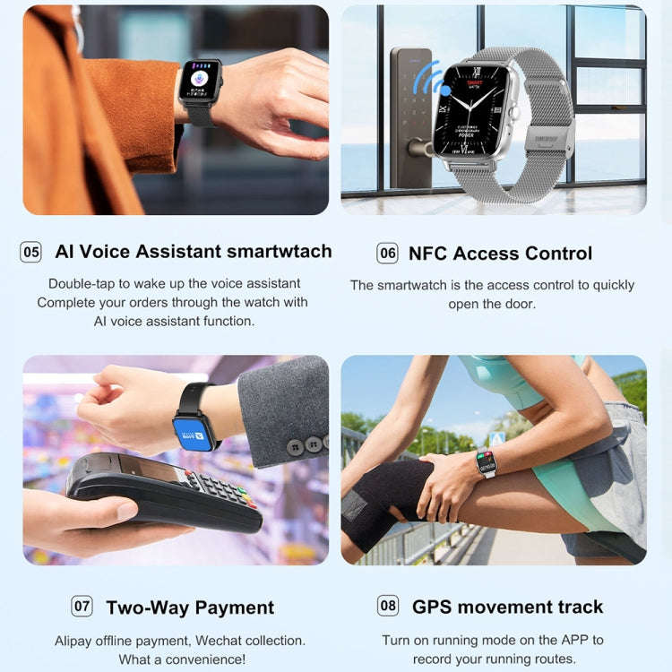 DT102 1.9-Inch Heart Rate/Blood Oxygen Monitoring Bluetooth Call Watch With NFC Function, Color: ...