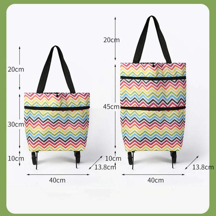 2 In 1  Oxford Cloth Shopping Bag Foldable Shopping Trolley Cart(Coffee Print)