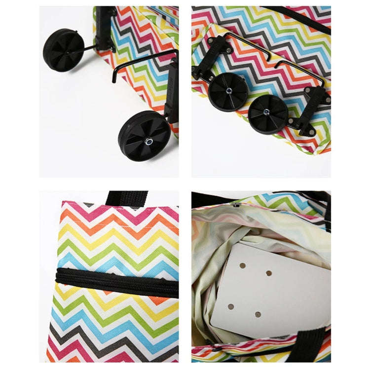 2 In 1  Oxford Cloth Shopping Bag Foldable Shopping Trolley Cart(Coffee Print)