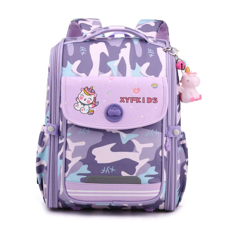 XYFKIDS Girls Cute Shoulder Backpack Dual Student Schoolbag Kids Casual Space Bag(Gray Purple)