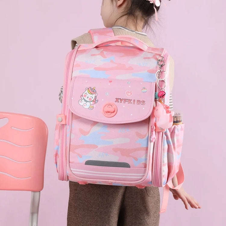 XYFKIDS Girls Cute Shoulder Backpack Dual Student Schoolbag Kids Casual Space Bag(Gray Purple)