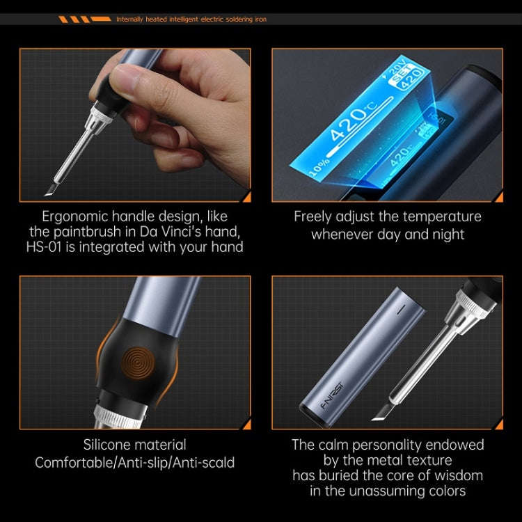 FNIRSI 4pcs/ Set Mini Soldering Station Digital Display Constant Temperature Smart Soldering Iron...