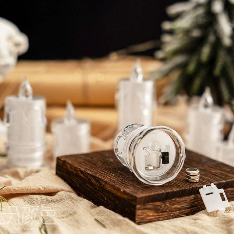 6pcs 3.6x6.5cm Without Base LED Transparent Glowing Candle Lights Simulation Electronic Candle