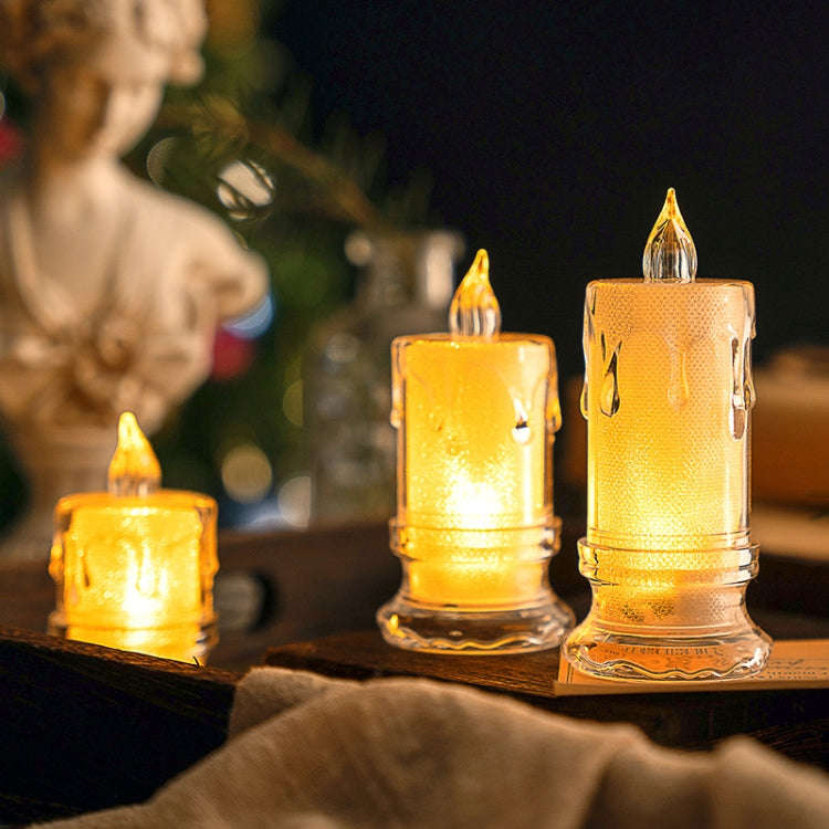 4.7x11cm With Base LED Transparent Glowing Candle Lights Simulation Electronic Candle