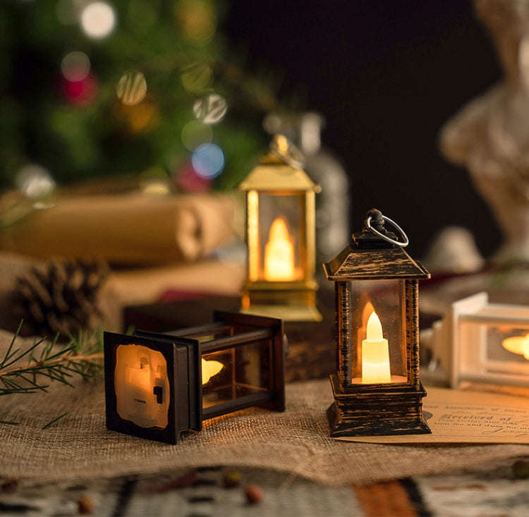 LED Electronic Candlelight Christmas Decoration Retro Mini Horse Lantern(Black)