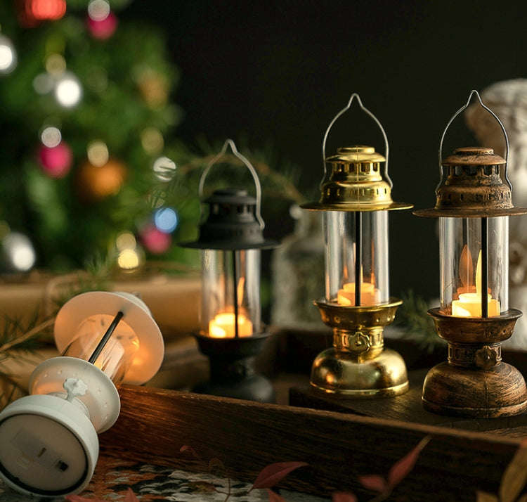 Retro LED Electronic Portable Lights Christmas Decoration Night Lights, Style: Candle (Bronze)