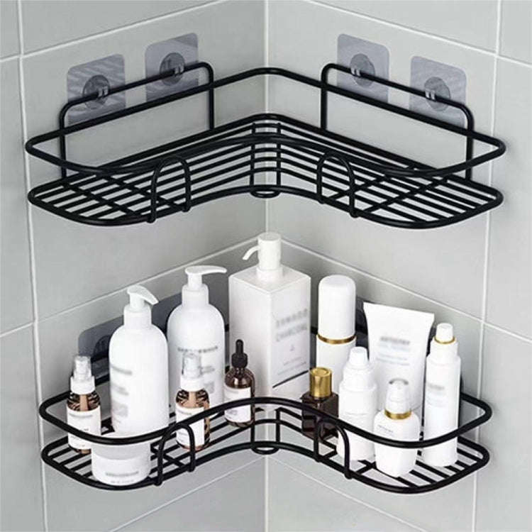 Punch-free Bathroom Triangle Storage Rack Multifunctional Wall Hanging Bracket(Black)