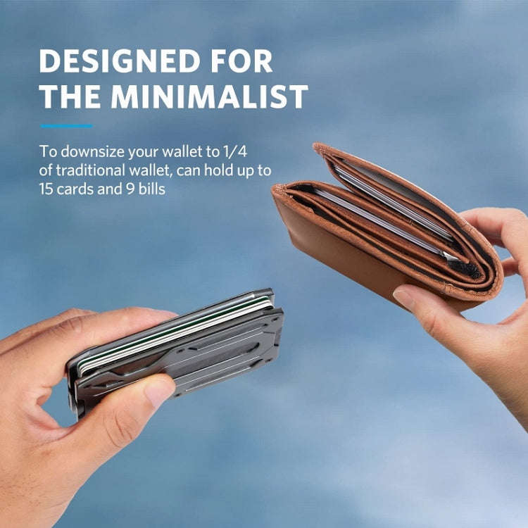 Aluminum Alloy RFID Card Holder Carbon Fiber Credit Card Wallet(Grey)