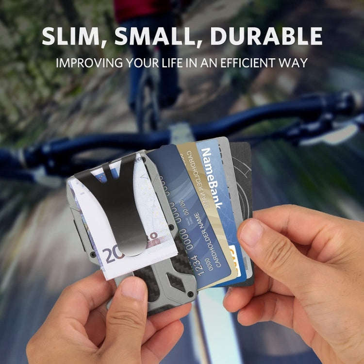 Aluminum Alloy RFID Card Holder Carbon Fiber Credit Card Wallet(Grey)