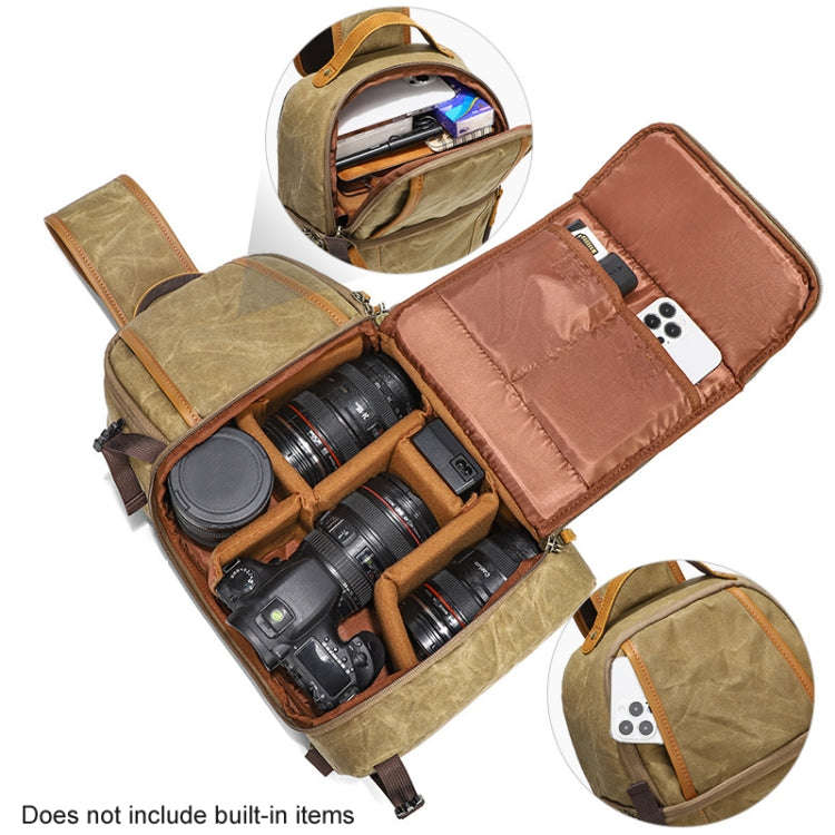 Outdoor Canvas Wear-resistant Waterproof Photography Shoulder Bag(Khaki)